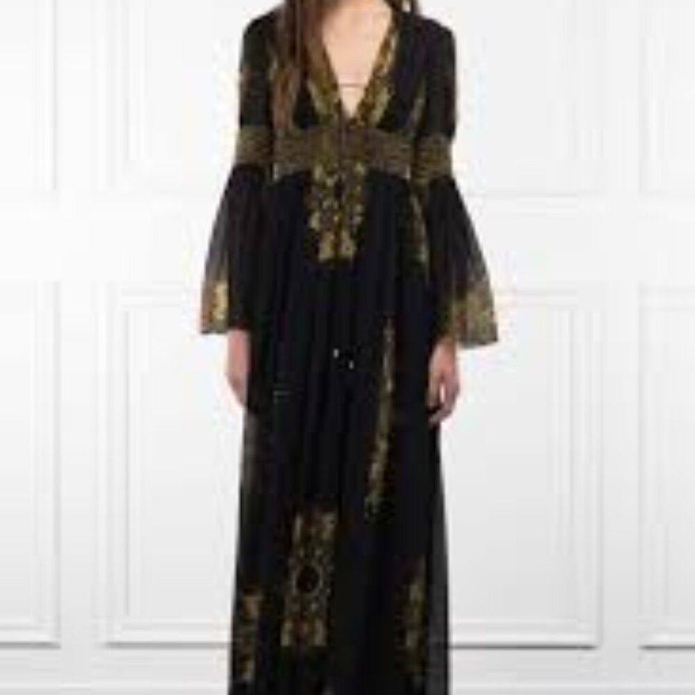 Rachel Zoe Blair Embellished Printed Crinkled Silk-Chiffon Gown